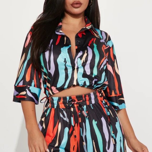 NWT Fashion Nova Multi-Color Pant Set, Color: Multi Color Size: 1X  NWT - Picture 4 of 13